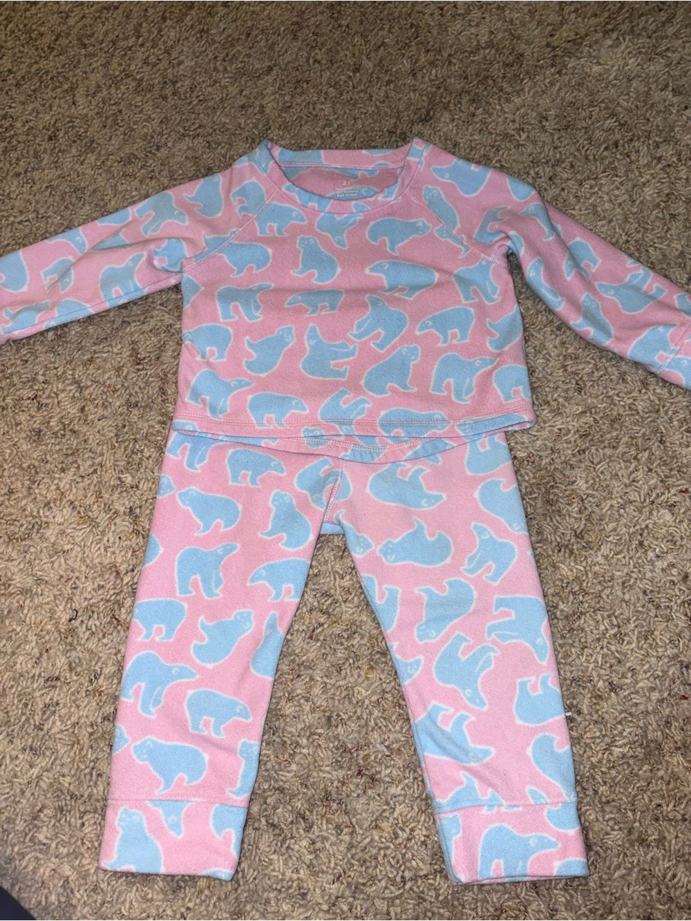 L.L. Bean Pink and Light Blue Polar Bear Kids Pajama Set
